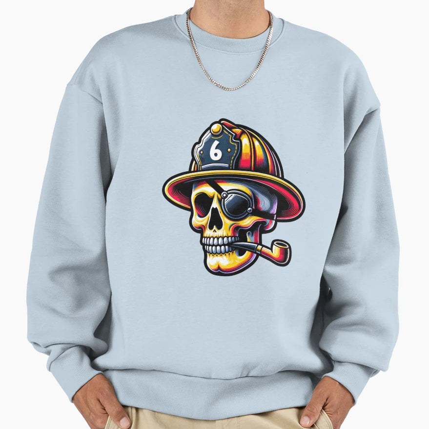 Bravest Battalion Firefighter Skull Sweatshirt - Aesthetic Graphic Unisex - T-Shirt, Sweatshirt, Hoodie