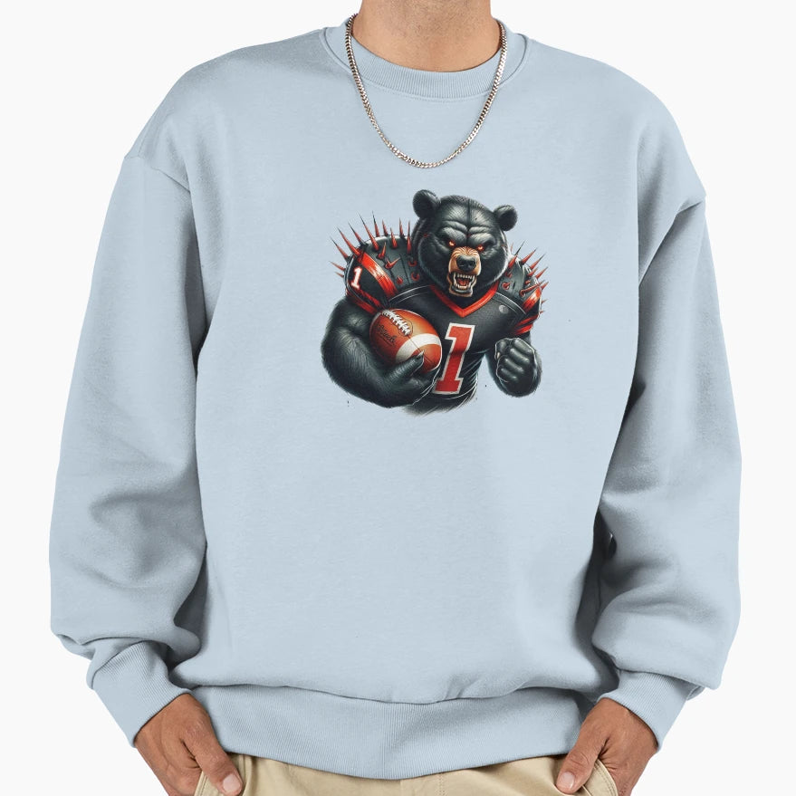 Football Black Bear Sweatshirt - Trendy Graphic for Adults - T-Shirt, Sweatshirt, Hoodie