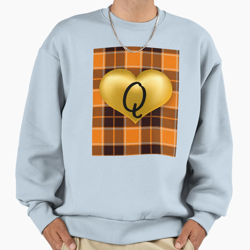 Abstract Warm Plaid Puff Gold Heart Sweatshirt - Novelty Apparel Men Women - T-Shirt, Sweatshirt, Hoodie