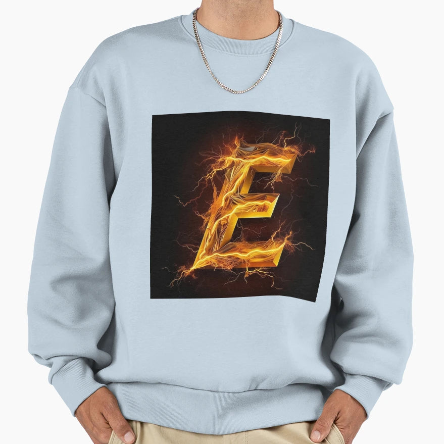 Letter E Lighting Sweatshirt - Unique Graphic for Adults - T-Shirt, Sweatshirt, Hoodie