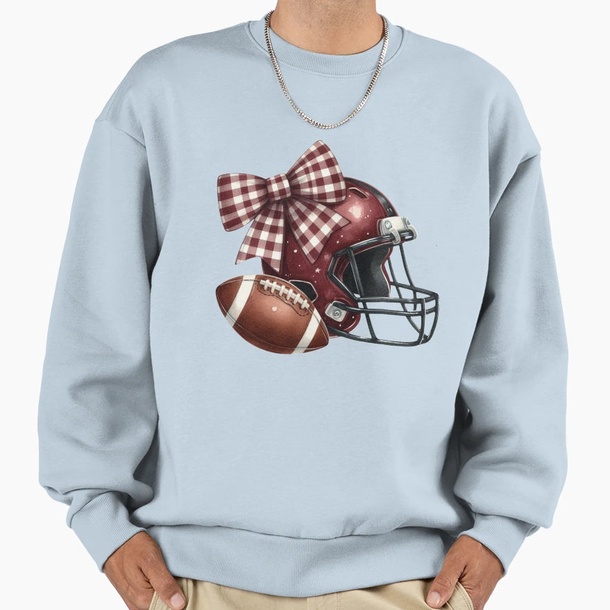 Fall Football Plaid Bow Cozy Autumn T-Shirt - Trendy Graphic for Adults - T-Shirt, Sweatshirt, Hoodie