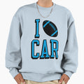 I Love Car Football White Sweatshirt - Casual Everyday Wear Men Women - T-Shirt, Sweatshirt, Hoodie