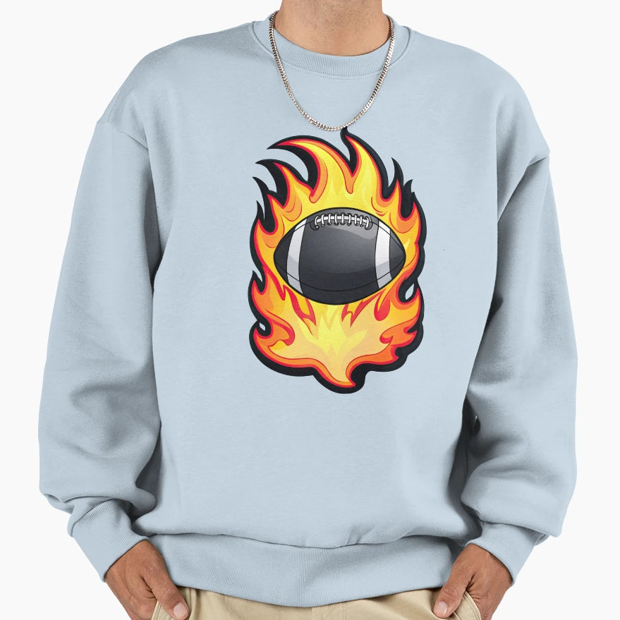American Football Fire Football Sweatshirt - Unique Graphic Men Women - T-Shirt, Sweatshirt, Hoodie