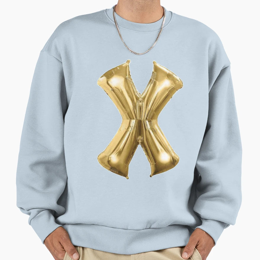 Gold Foil Mylar Balloon Letter X Sweatshirt - Minimalist Print for Adults - T-Shirt, Sweatshirt, Hoodie