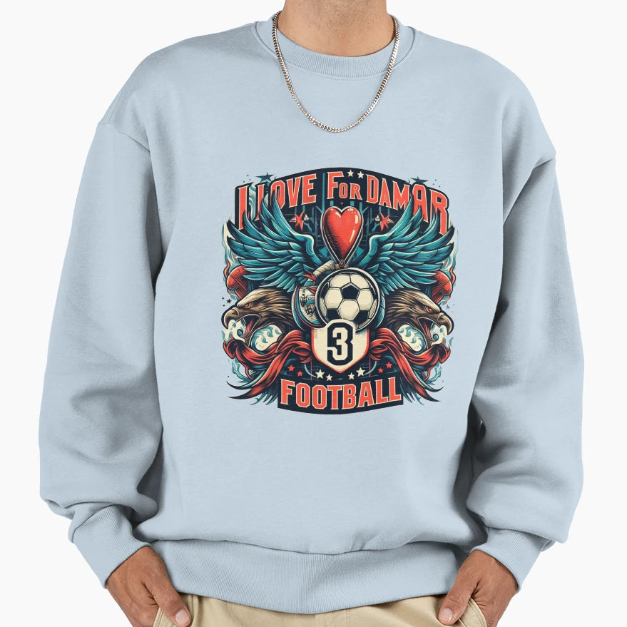 Love Damar 3 Football Sweatshirt - Aesthetic Graphic Men Women - T-Shirt, Sweatshirt, Hoodie