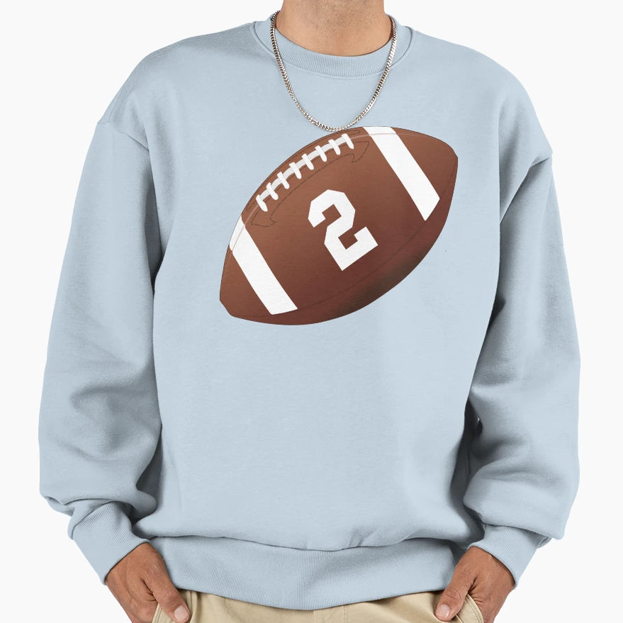 American Football Ball Number 2 Sweatshirt - Aesthetic Graphic for Adults - T-Shirt, Sweatshirt, Hoodie