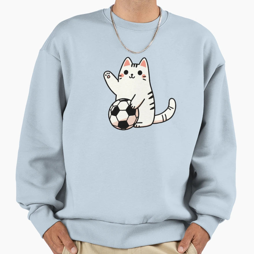Cat Soccer Love Soccer Sweatshirt - Unique Graphic Unisex - T-Shirt, Sweatshirt, Hoodie