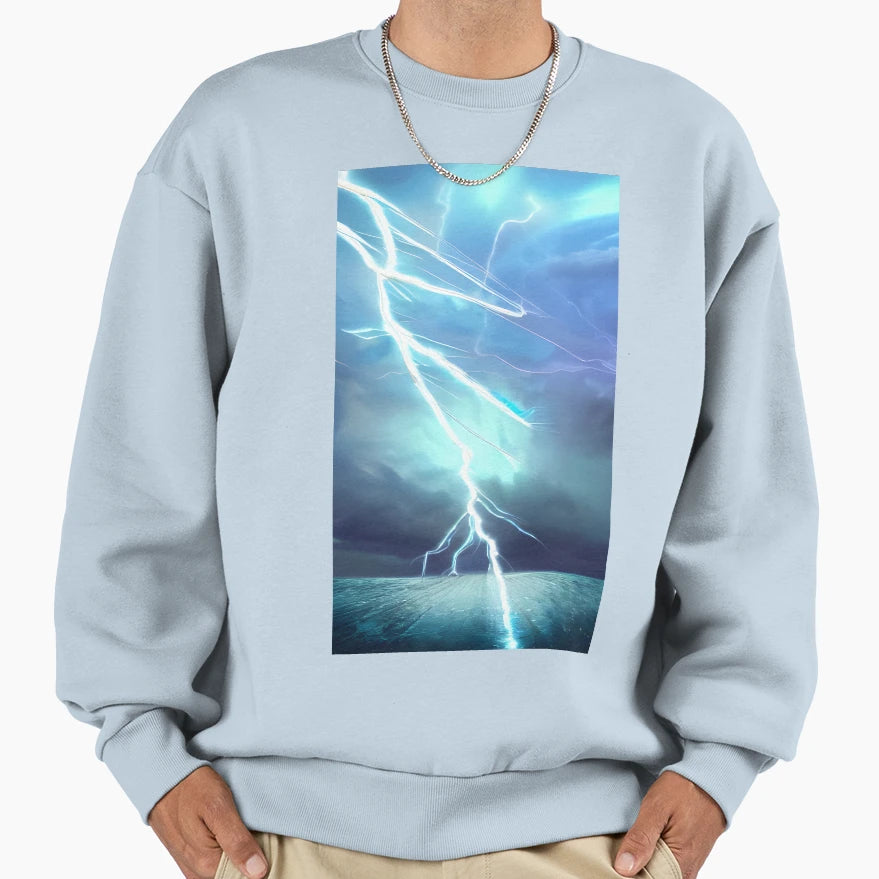 Aqua Lightning Bolt Thunderstorm Ai Sweatshirt - Unique Graphic Men Women - T-Shirt, Sweatshirt, Hoodie