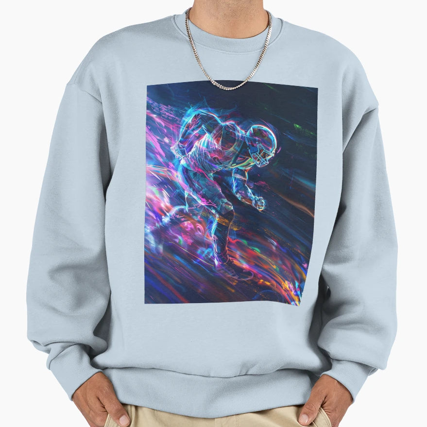 Blitz Motion Neon Football Sweatshirt - Custom Art Print for Adults - T-Shirt, Sweatshirt, Hoodie