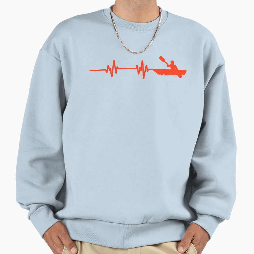 Kayaking Heartbeat Paddling Sweatshirt - Custom Art Print Men Women - T-Shirt, Sweatshirt, Hoodie