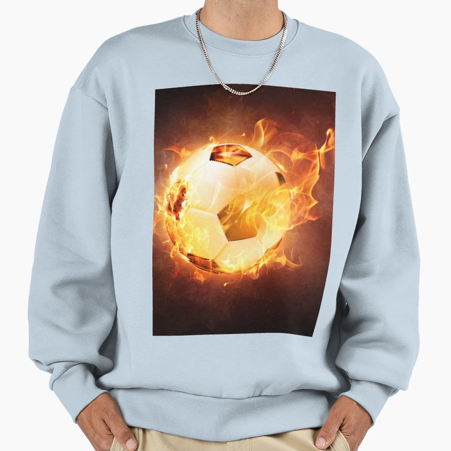 Football Soccer Ball Fire Sweatshirt - Novelty Apparel Men Women - T-Shirt, Sweatshirt, Hoodie