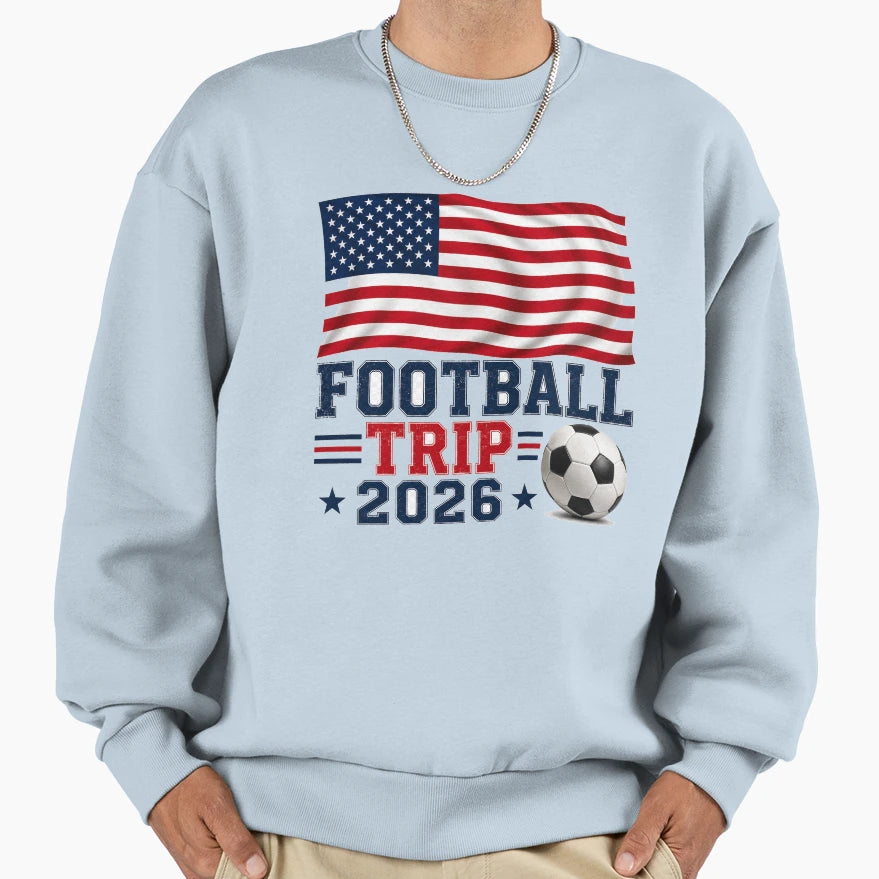 Usa Football Trip 2026 Fan Travel Sweatshirt - Custom Art Print for Adults - T-Shirt, Sweatshirt, Hoodie