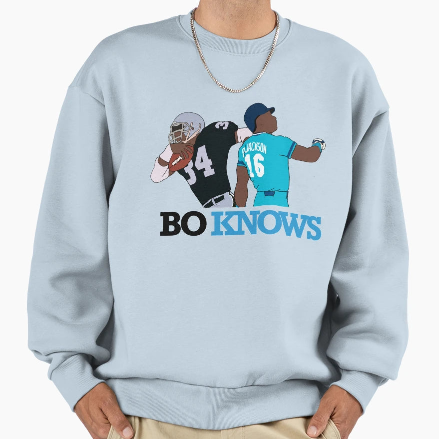 Bo Knows Playing Baseball Sweatshirt - Minimalist Print Unisex - T-Shirt, Sweatshirt, Hoodie
