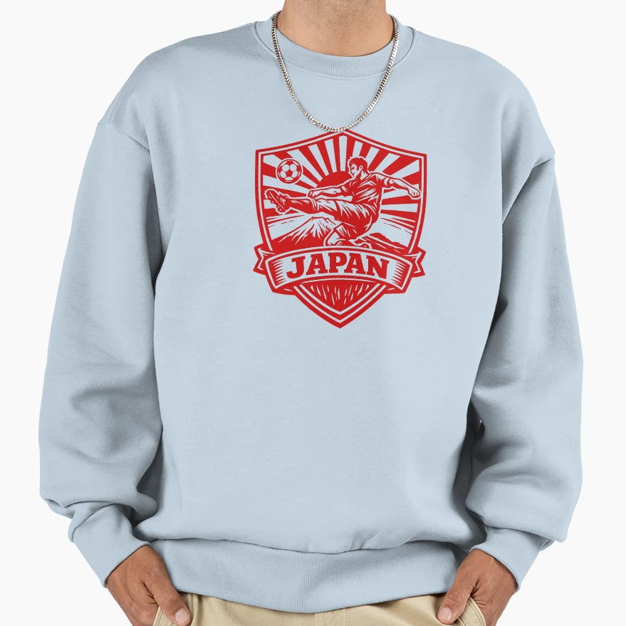 Japan Soccer Kick Crest Rising Sun Sweatshirt - Novelty Apparel for Adults - T-Shirt, Sweatshirt, Hoodie