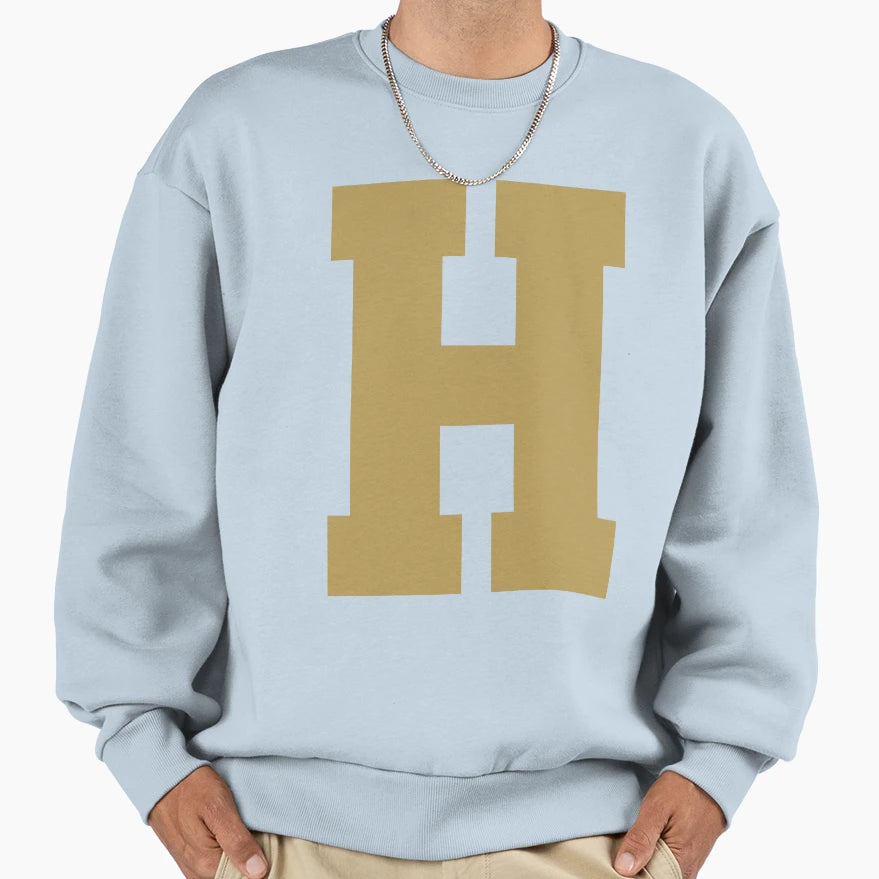 Alphabet Gold H Sports Letter H Sweatshirt - Trendy Graphic for Adults - T-Shirt, Sweatshirt, Hoodie