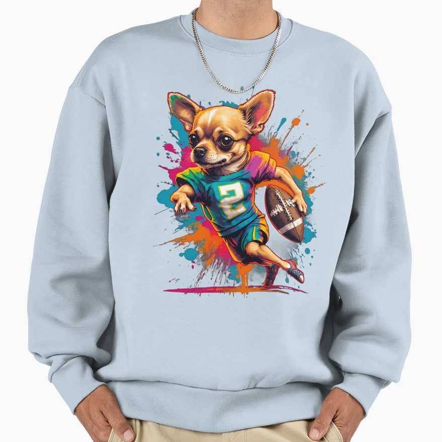 Chiahuahua Playing American Sweatshirt - Minimalist Print for Adults - T-Shirt, Sweatshirt, Hoodie