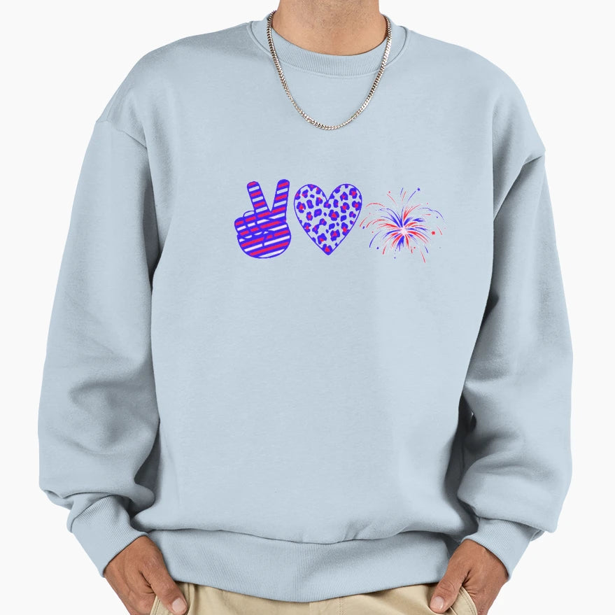 Peace Love Fireworks Sweatshirt - Fun Novelty Design Men Women - T-Shirt, Sweatshirt, Hoodie