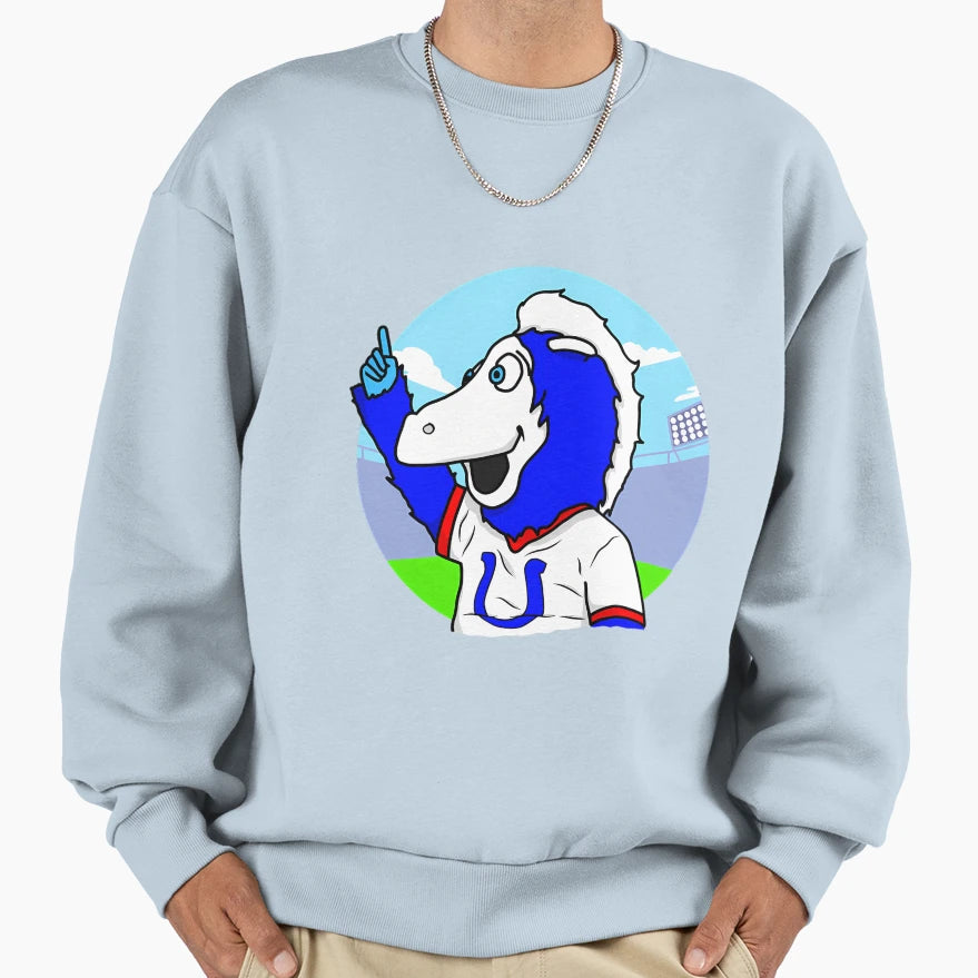Blue Indianapolis Colts Mascot Sweatshirt - Streetwear Style for Adults - T-Shirt, Sweatshirt, Hoodie