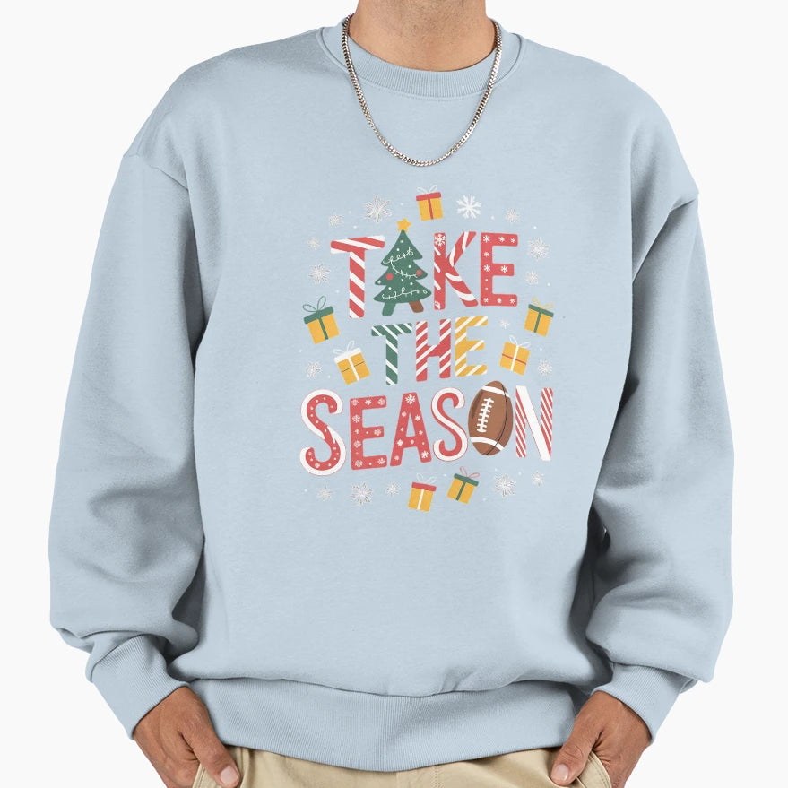 Tis Season Football Tree Coffee Sweatshirt - Fun Novelty Design Men Women - T-Shirt, Sweatshirt, Hoodie