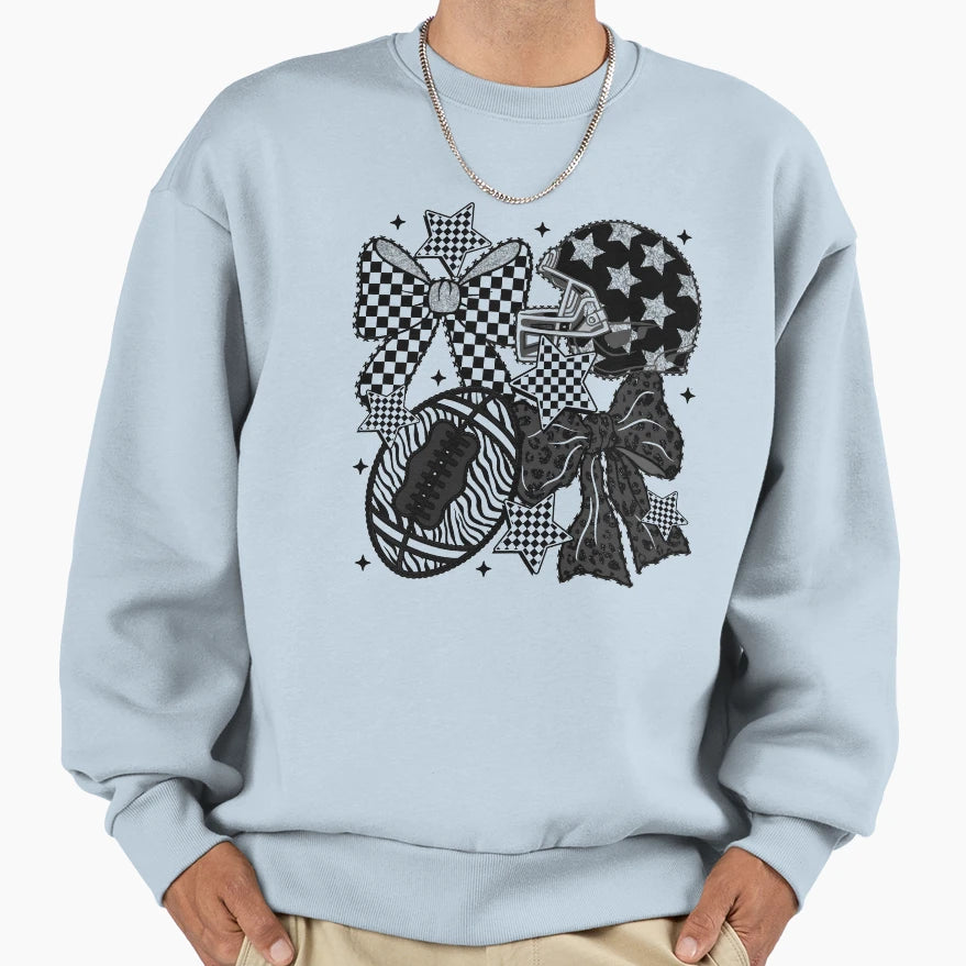 Checkered Football Coquette Sweatshirt - Aesthetic Graphic for Adults - T-Shirt, Sweatshirt, Hoodie