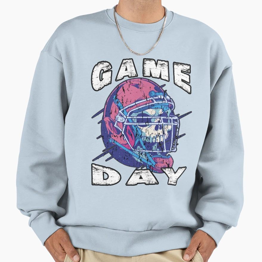 Game Day Halloween Skull Football Sweatshirt - Novelty Apparel Unisex - T-Shirt, Sweatshirt, Hoodie