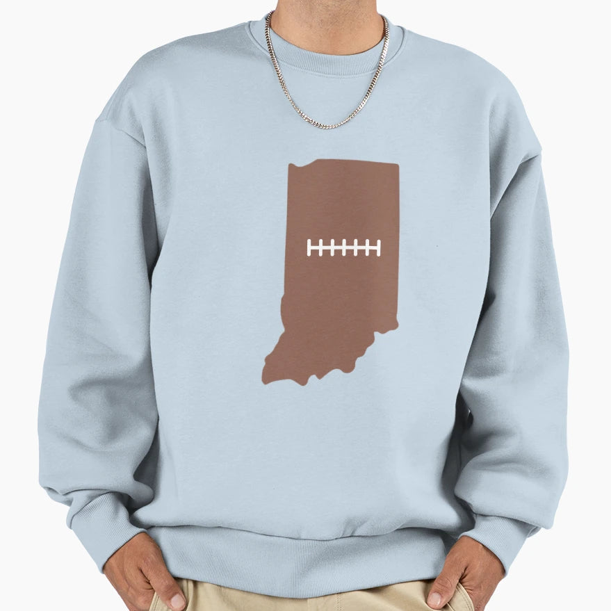 Indiana State Outline Football Sweatshirt - Novelty Apparel Men Women - T-Shirt, Sweatshirt, Hoodie