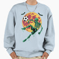 Spooky Zombie Playing Soccer Sweatshirt - Aesthetic Graphic for Adults - T-Shirt, Sweatshirt, Hoodie