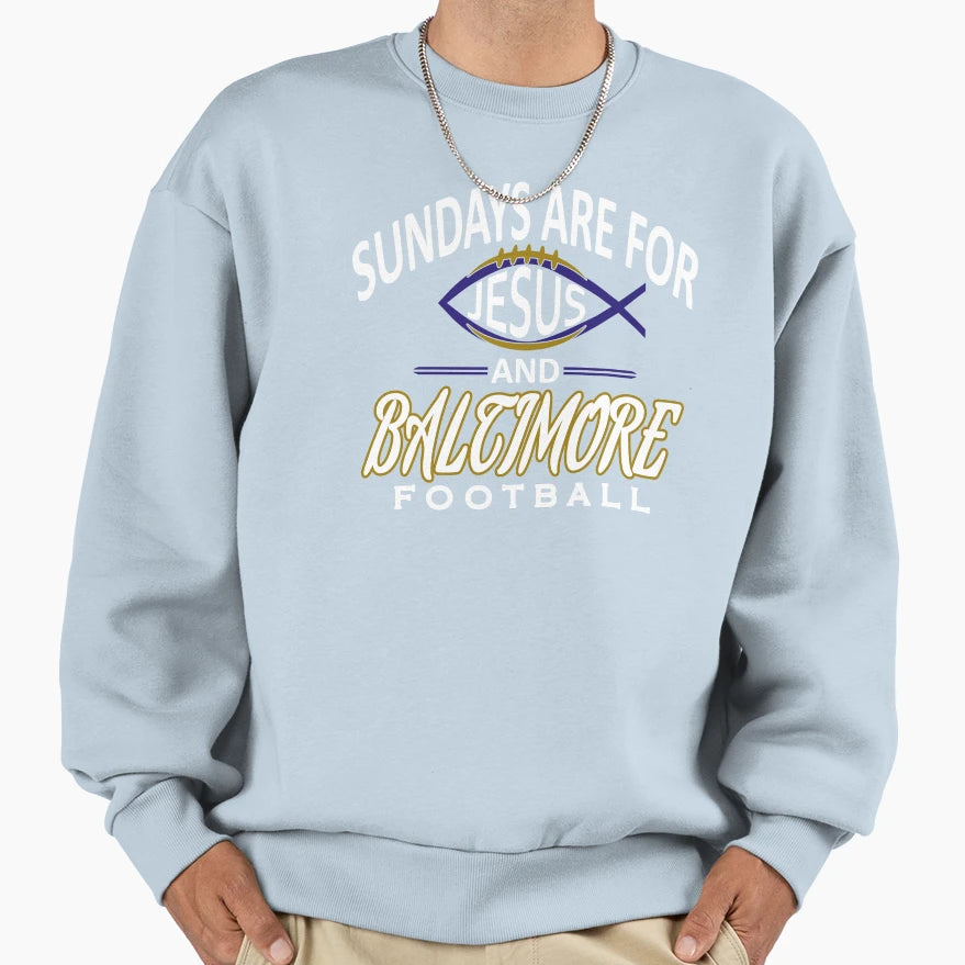 Baltimore Pro Football And Jesus Sweatshirt - Minimalist Print for Adults - T-Shirt, Sweatshirt, Hoodie