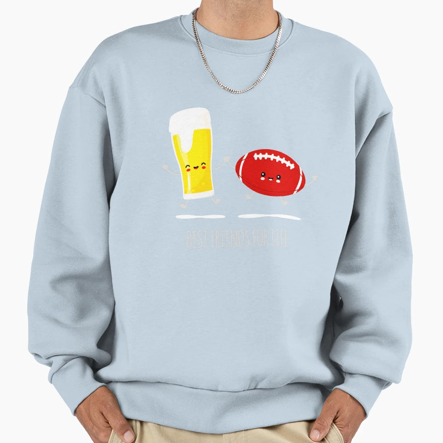 Beer And Football Best Friends Sweatshirt - Graphic Print Men Women - T-Shirt, Sweatshirt, Hoodie