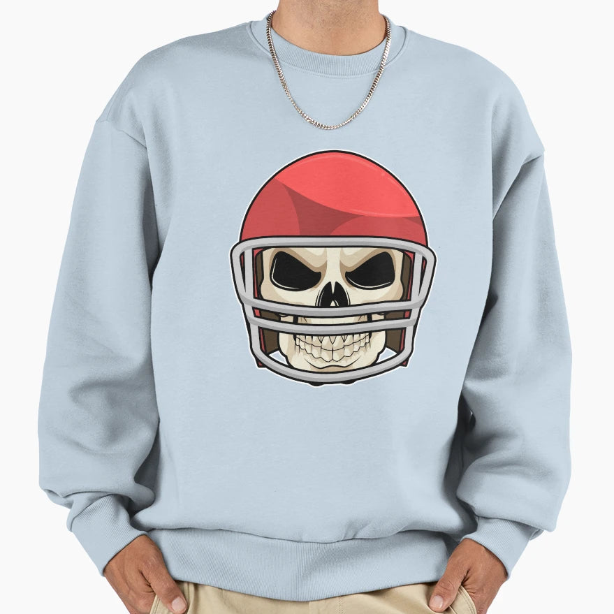 Skull Football Helmet Sweatshirt - Casual Everyday Wear Unisex - T-Shirt, Sweatshirt, Hoodie