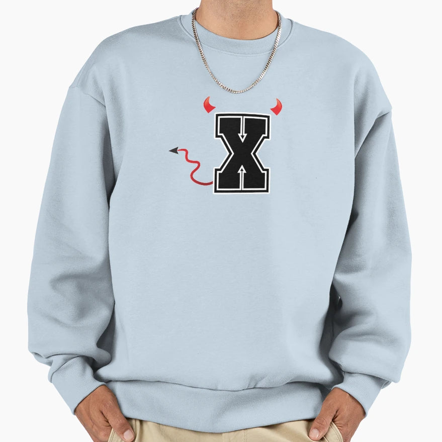 Letter X College Font Evil Naughty Sweatshirt - Casual Everyday Wear Unisex - T-Shirt, Sweatshirt, Hoodie