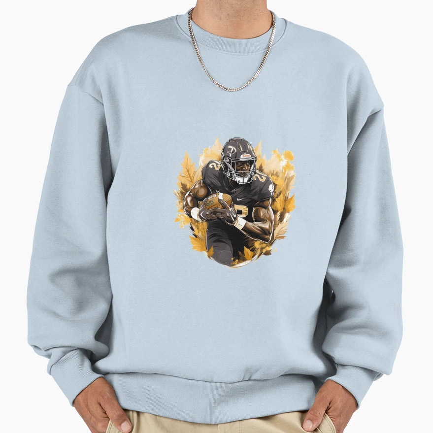 Football Player Watercolor Black T-Shirt - Trendy Graphic for Adults - T-Shirt, Sweatshirt, Hoodie