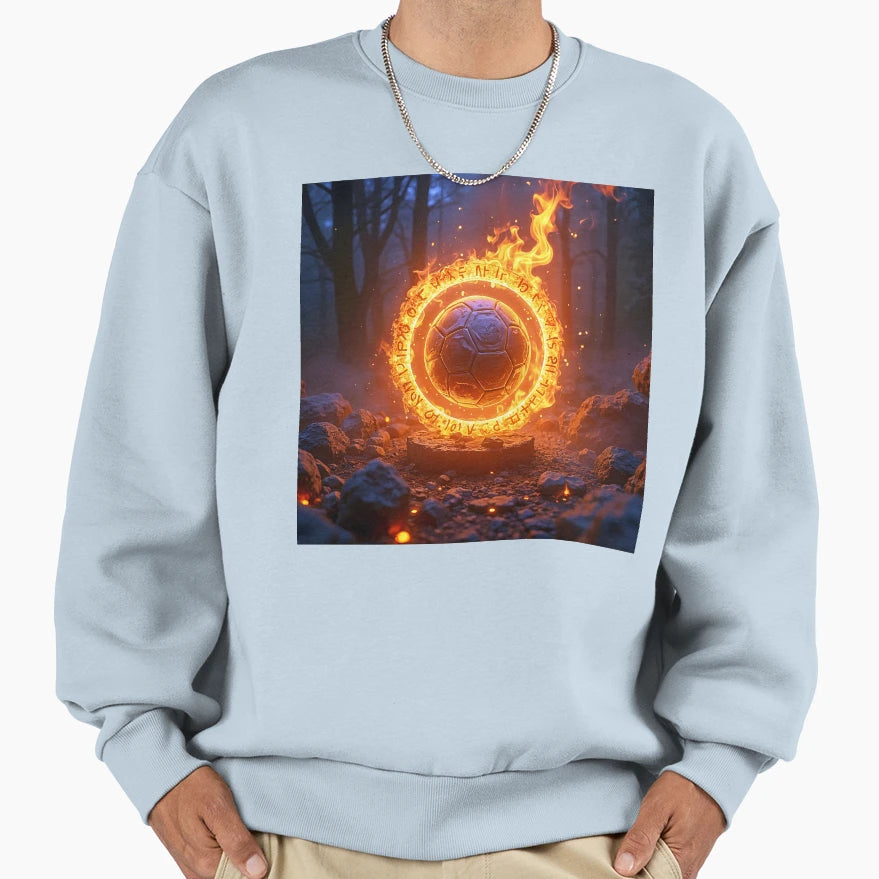 Soccer Ball Decorated Fire Sweatshirt - Graphic Print Unisex - T-Shirt, Sweatshirt, Hoodie