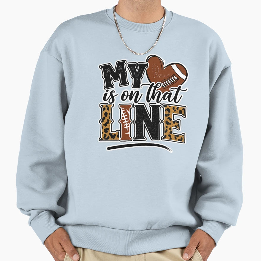 Heart Football Line Sweatshirt - Unique Graphic for Adults - T-Shirt, Sweatshirt, Hoodie