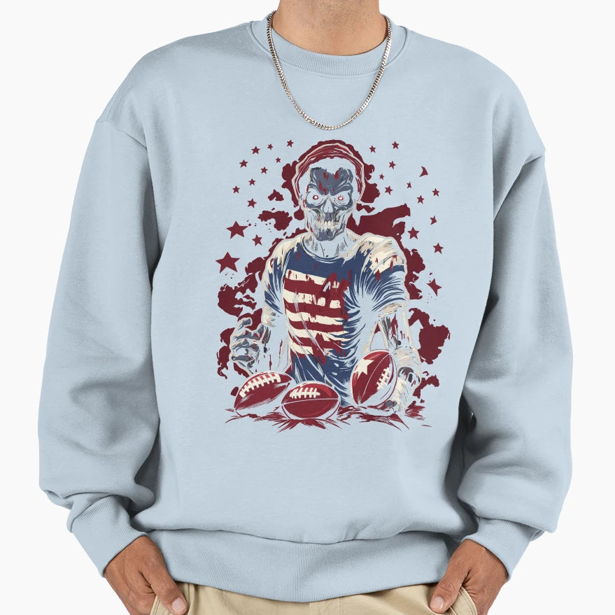 Creepy Touchdown Football Player Sweatshirt - Novelty Apparel for Adults - T-Shirt, Sweatshirt, Hoodie