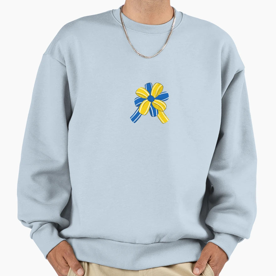 Bow Ribbon Ukraine Flag Colours Sweatshirt - Fun Novelty Design Men Women - T-Shirt, Sweatshirt, Hoodie
