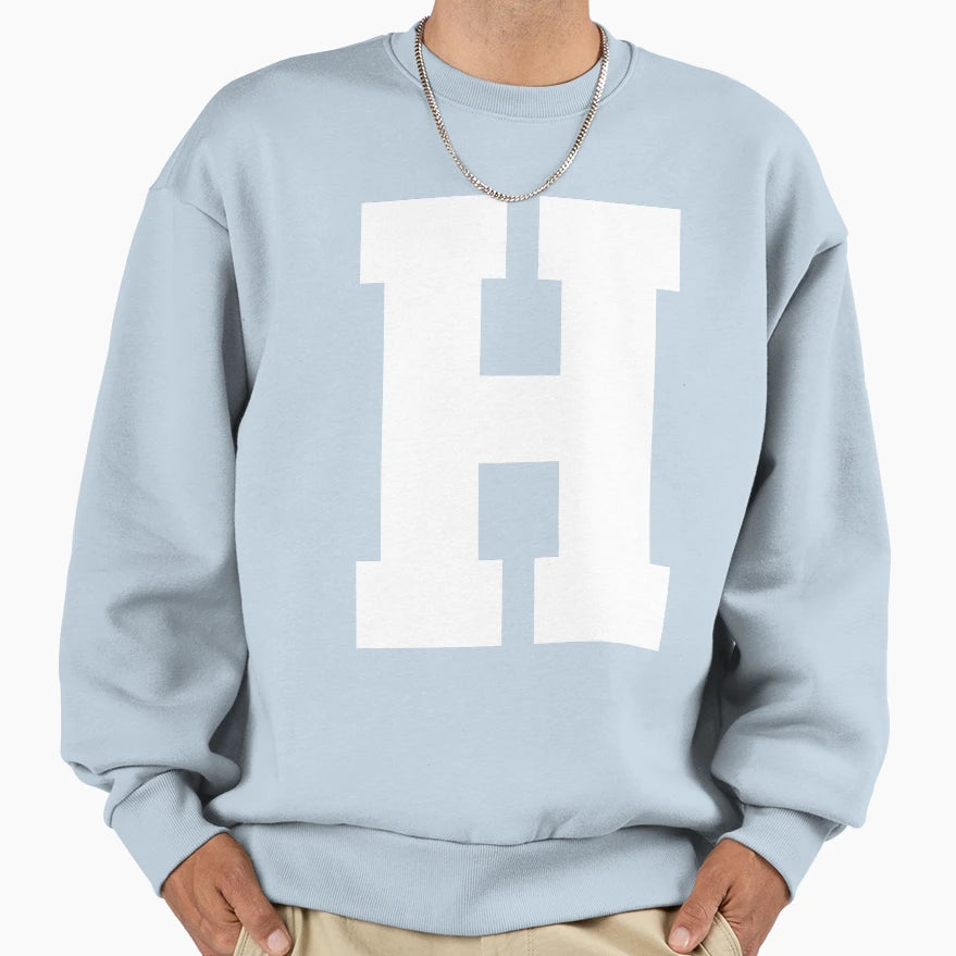 Alphabet White H Sports Letter H Sweatshirt - Aesthetic Graphic for Adults - T-Shirt, Sweatshirt, Hoodie
