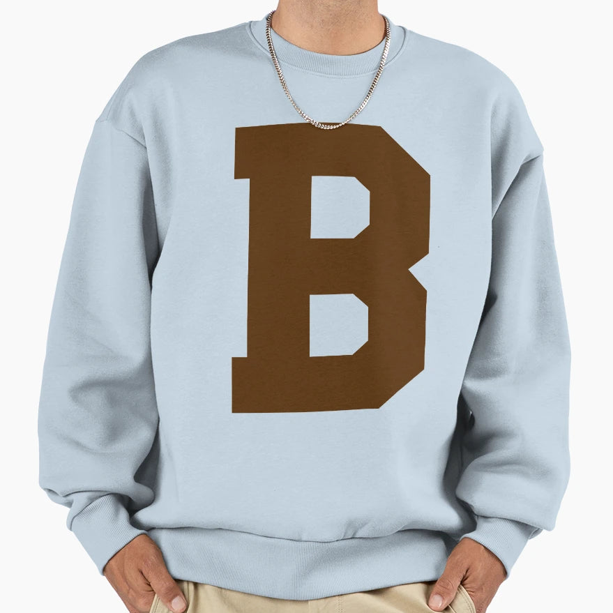 Alphabet Brown B Sports Letter B Sweatshirt - Minimalist Print for Adults - T-Shirt, Sweatshirt, Hoodie