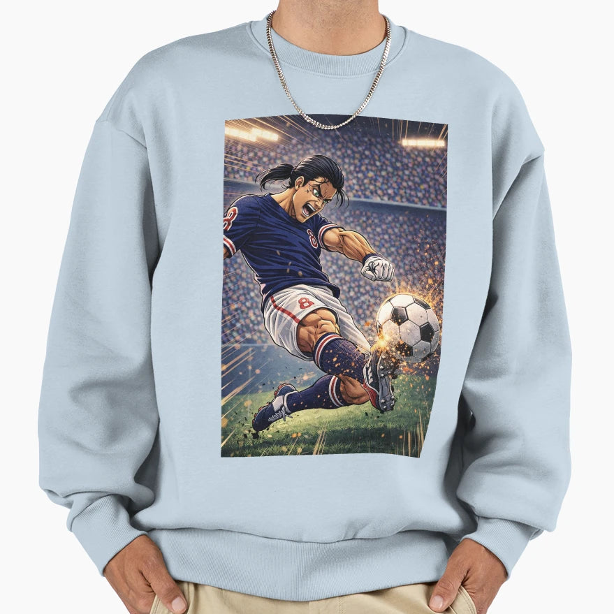 Power Strike Explosive Soccer Player Sweatshirt - Graphic Print Unisex - T-Shirt, Sweatshirt, Hoodie