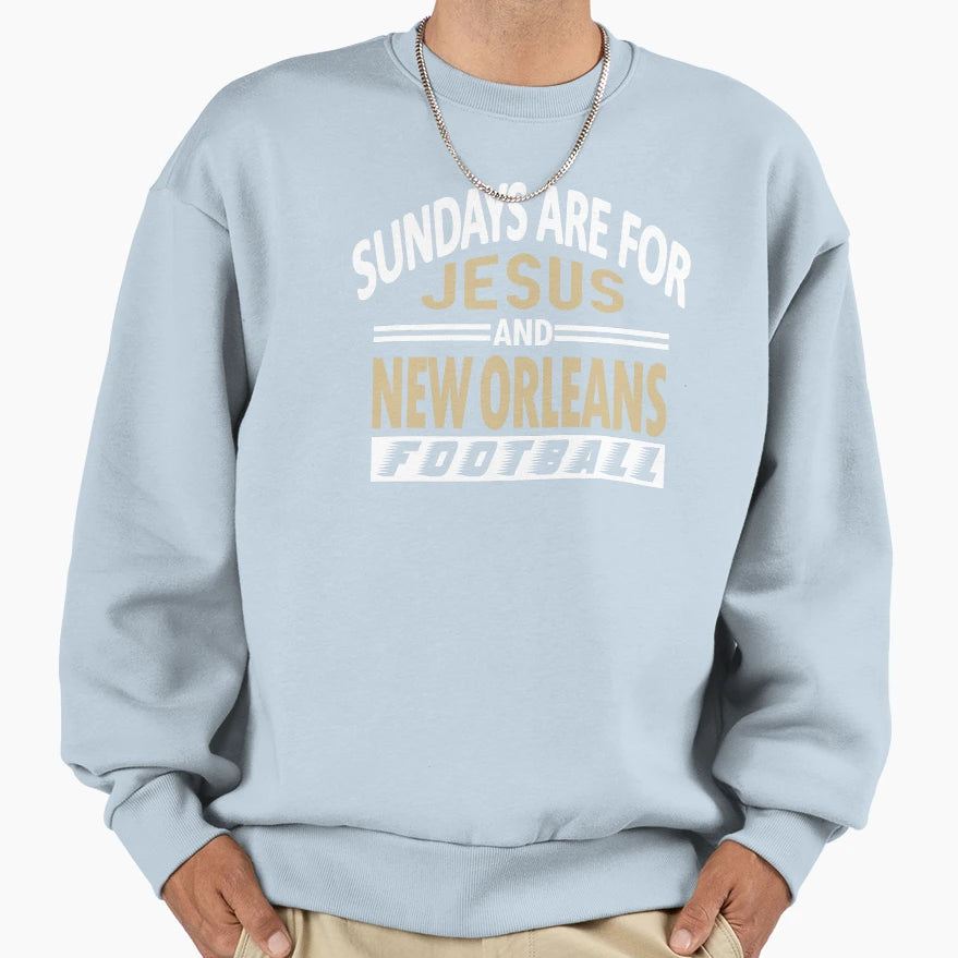 New Orleans Pro Football And Jesus Sweatshirt - Graphic Print for Adults - T-Shirt, Sweatshirt, Hoodie