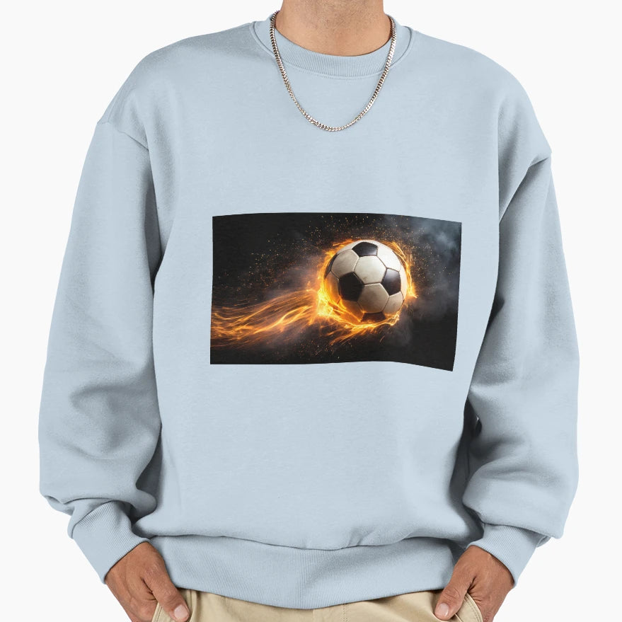 Soccer Ball Fire Effect And Sweatshirt - Fun Novelty Design for Adults - T-Shirt, Sweatshirt, Hoodie