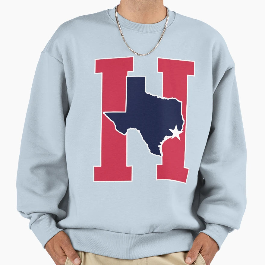 Houston Texas H Town Red Blue Sweatshirt - Unique Graphic Men Women - T-Shirt, Sweatshirt, Hoodie
