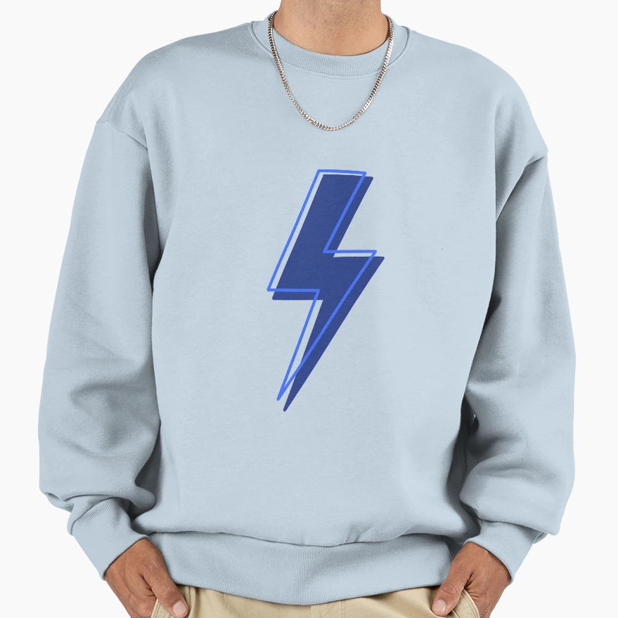 Blue Lightning Bolt Sweatshirt - Minimalist Print Men Women - T-Shirt, Sweatshirt, Hoodie