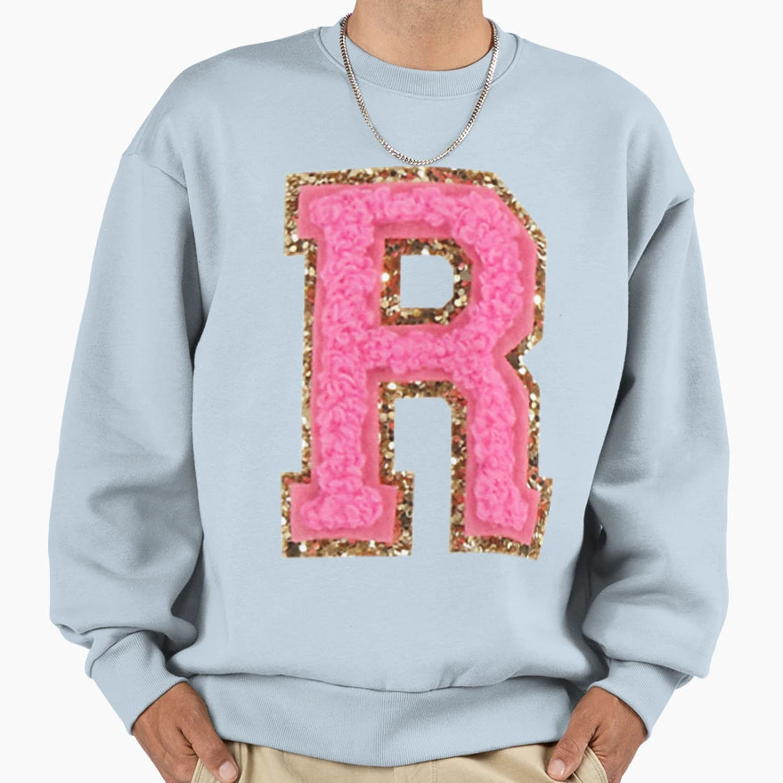 R Bubblegum Glitter Varsity Sweatshirt - Aesthetic Graphic for Adults - T-Shirt, Sweatshirt, Hoodie