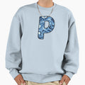 P Blue Marble Alphabet Letter Sweatshirt - Aesthetic Graphic Men Women - T-Shirt, Sweatshirt, Hoodie