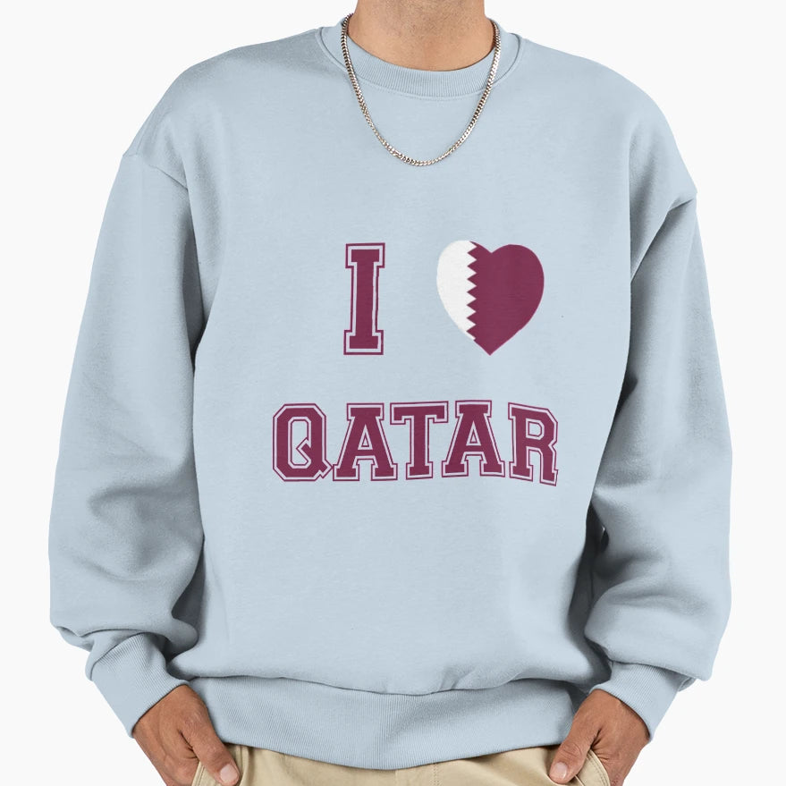 I Love Qatar Sweatshirt - Trendy Graphic Men Women - T-Shirt, Sweatshirt, Hoodie