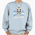Argentina Flag Skull Soccer Sweatshirt - Casual Everyday Wear Unisex - T-Shirt, Sweatshirt, Hoodie