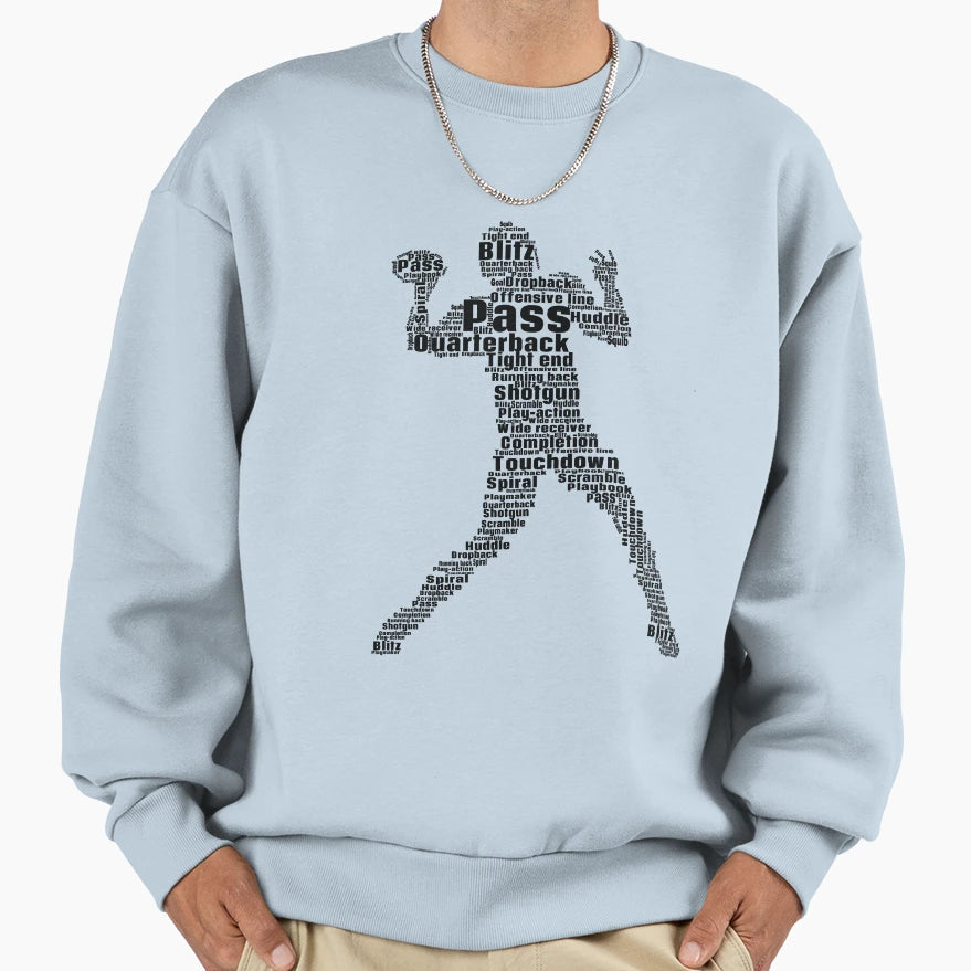 Quarterback Word Cloud Football Sweatshirt - Aesthetic Graphic Unisex - T-Shirt, Sweatshirt, Hoodie