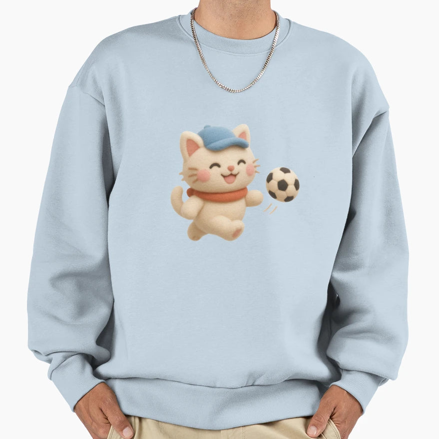 Soccer Cat Kawaii Animal Sweatshirt - Casual Everyday Wear Unisex - T-Shirt, Sweatshirt, Hoodie
