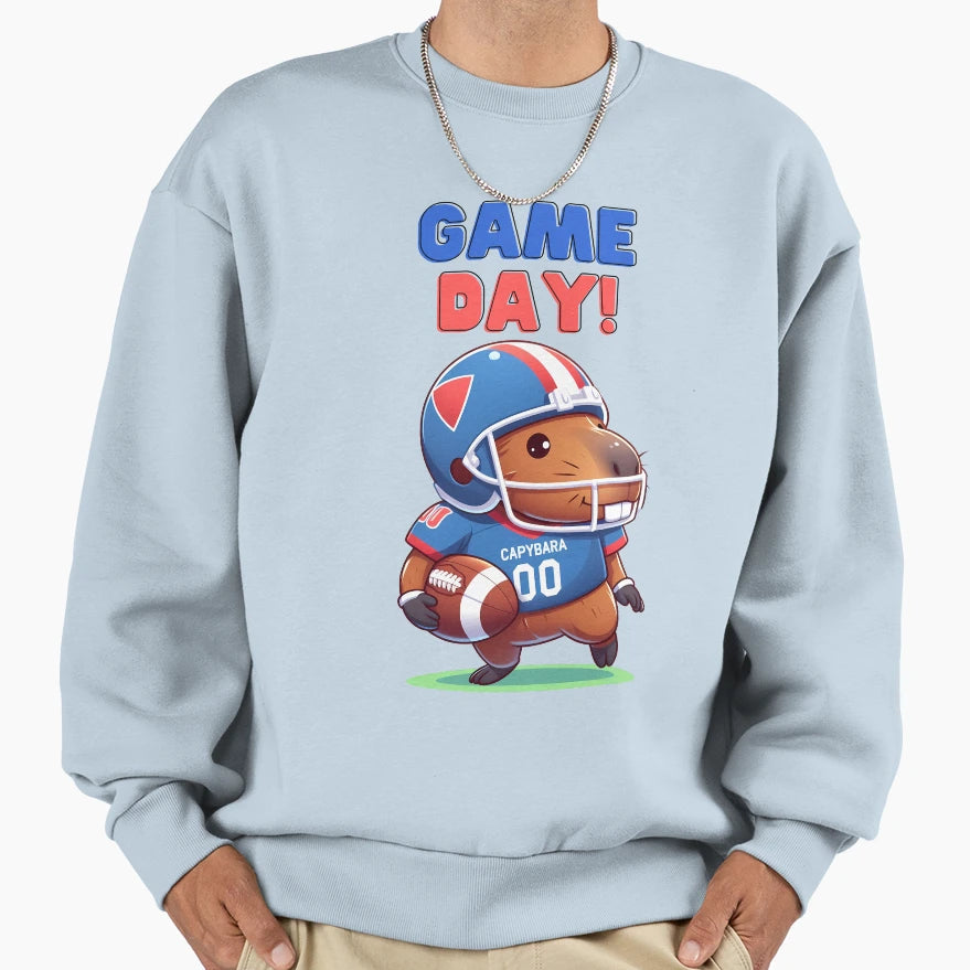 Cartoon Capybara American Sweatshirt - Minimalist Print for Adults - T-Shirt, Sweatshirt, Hoodie